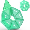 Týdenní Pořadatel pilulek, 2 balení Přenosný box Medicine pouzdro 6 Barvy (Seven Day) Nová edice pro vitamín / rybí olej / pilulky / Supplements- Artritis Friendly (Cyan)