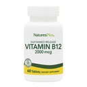 Natures Plus vitamin B12 (methylkobalamin), Setrvalá verze - 2000 mcg, 60 Vegetariánských tablet - High potency Red Blood Cell Support - Natural Energy Booster - Gluten- Free - 60 Služeb