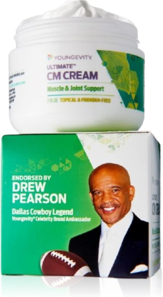 Youngevity Ultimate CM Cream ™ - Muscle and Joint Deep Soothing Angesic Cream - Paraben Free - Back, Neck, Hand, and Feet Pain Support - Menthol 1.4% - (2 oz Jar)