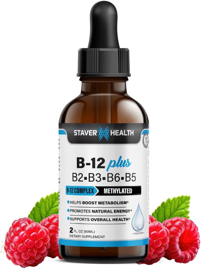 B12 Plus tekutý vitamin B Komplexní dodatek - B Komplexní vitamin dodatek - 2 Měsíční dodávky - Energetická podpora Dodatek - Vegan - Non- GMO - Gluten zdarma - 2 Fl Oz