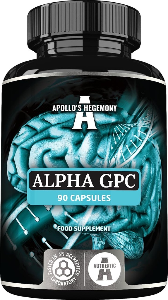 APOLLO 'S HEGEMONY Alpha- GPC 600mg na denní dávku - 90 Vegan Cholin Kapsle - 99% Cholin Alfoscerát Dietní dodatek - Lipid Choline - Paměťové a koncentrační kapsle
