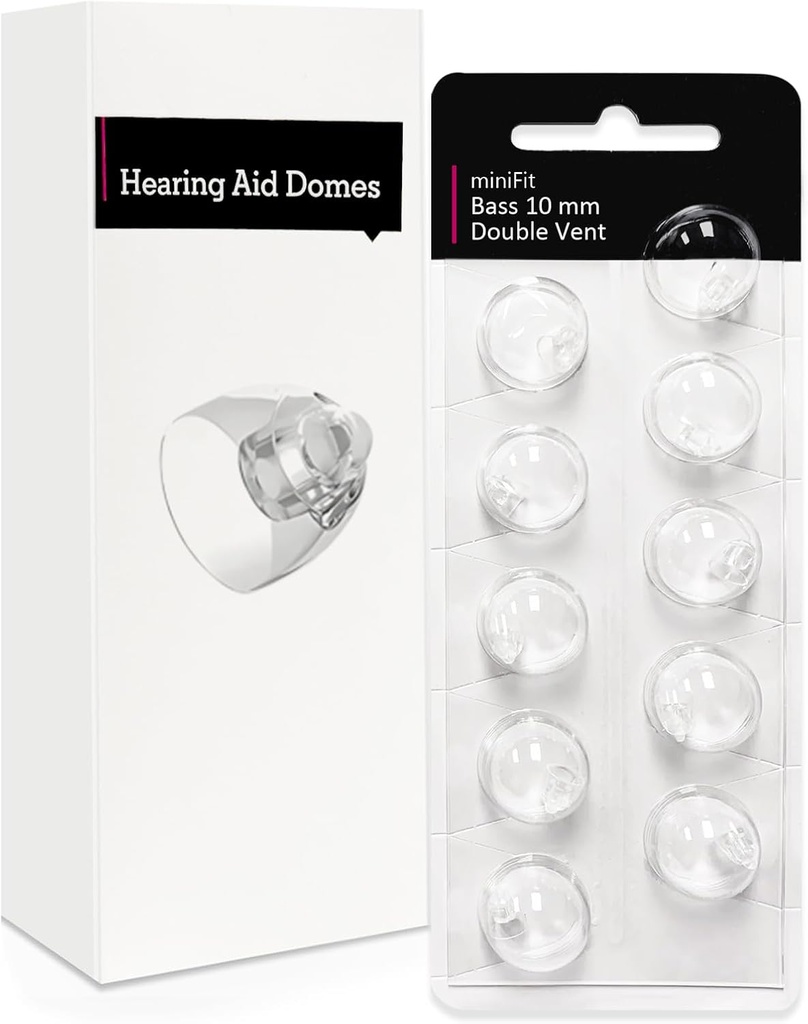 Double Vent 10mm- Domy pro podporu sluchu pro Oticon minifit, Oticon Supplies pro podporu sluchu, Náhradní díly Příslušenství Univerzální Otikon Domy pro úklidové kity pro sluchové pomůcky (10 ks)