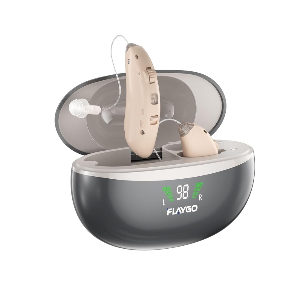 Nabíjecí naslouchací pomůcky pro seniory "ztráta sluchu (ne zesilovač) - Nejnovější 16-Channel Digital OTC Sluchátka s inteligentním hlukem zrušení, 5-Day Long- Lasting Battery, Medical- Stupeň Materiály, Komfortní & Anti-Slip pro bezpečné nošení, Beige