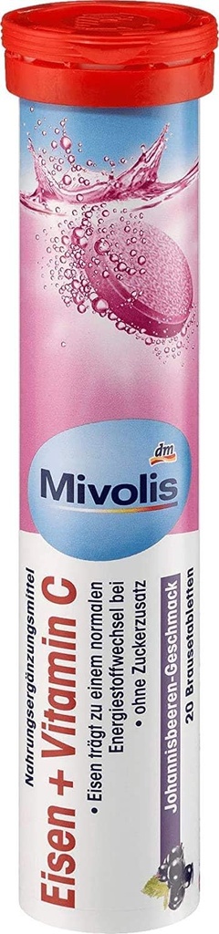 Mivolis Iron + Vitamin C efervescentní tablety - Dietní doplňky 1 balení x 20 ks