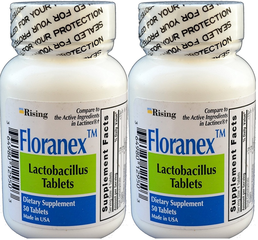Floranex Probiotic for Colon Health Generic for Lactinex 50 Tablet per Bottle Pack of 2 Total 100 Tablet