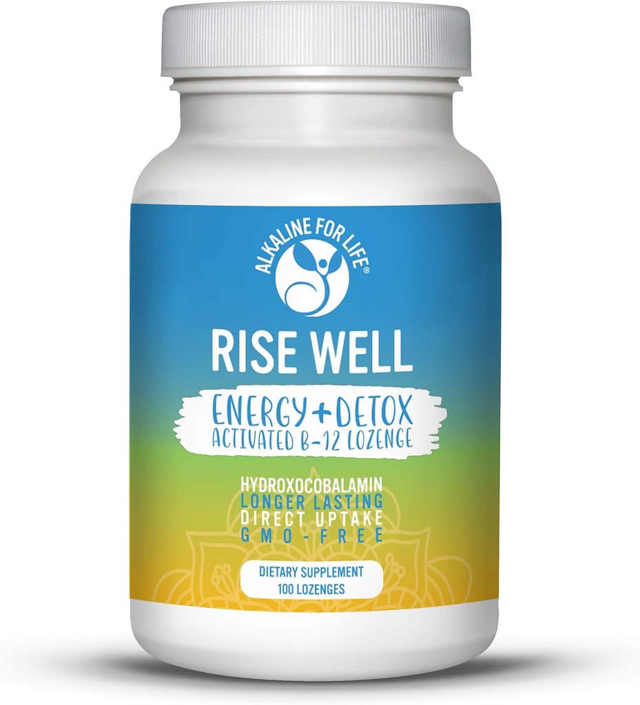 Rise Well Vitamin B12 - Vegan B12 - B12 Vitaminy a energetické doplňky - Rychle působící B12 Sublingvální 2000 mcg B 12 Vitamin v delším trvání formy než methylkobalamin B12