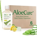 AloeCure USDA Organic Aloe Vera Juice Lemon Flavor - Vyrobeno do 12 hodin sklizně - Přírodní doplněk stravy pro vyváženou kyselost žaludku - Podpora trávicího a imunitního zdraví, 6 Btls x 16.7oz