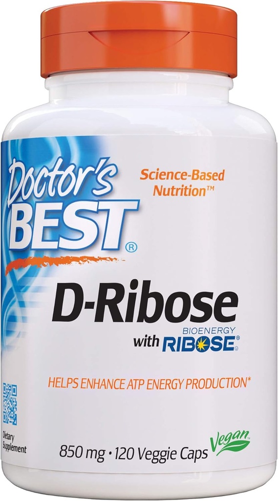 Lékařská nejlepší D- Ribose, Podporuje ATP Energy Production, Non- GMO, Gluten Free, Soy Free, Vegan 120 Veggie Caps