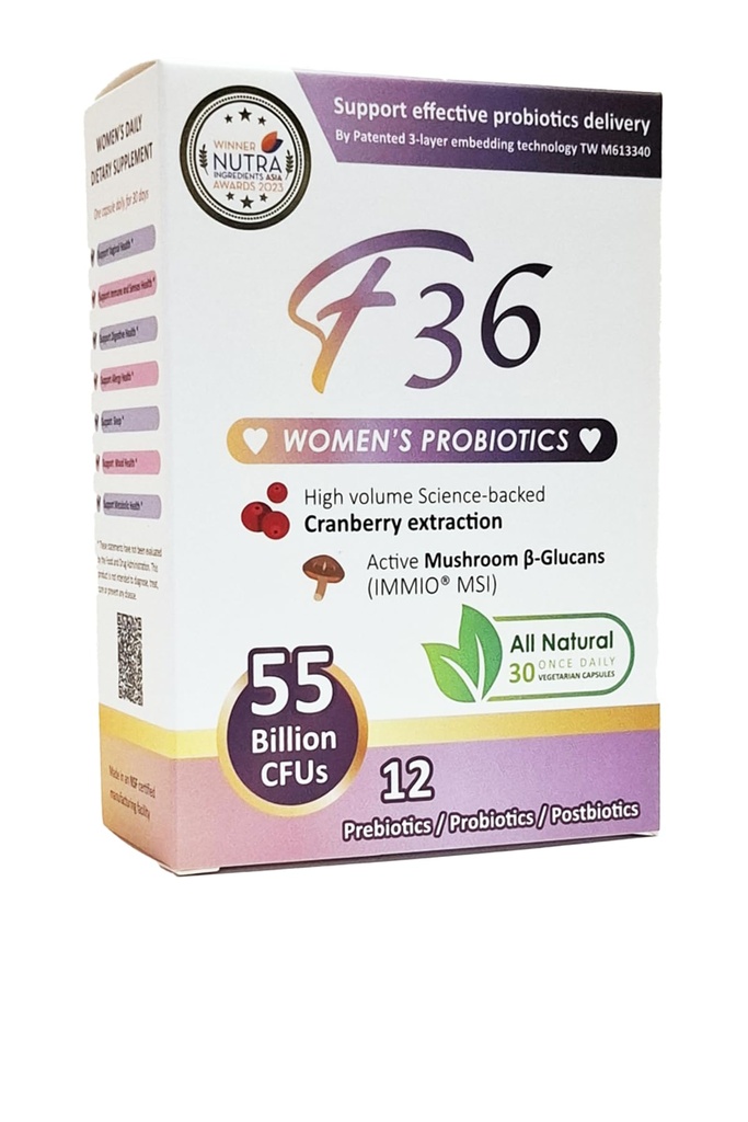 Probiotika pro ženy 55 miliard CFU - Vaginální a stravitelné zdraví, imunitní podpora, spánek a PH Balance - s brusinkou, β-Glucan, Prebiotika a Postbiotika - Jednou denně Kapsle - 30 Kapsle Pack