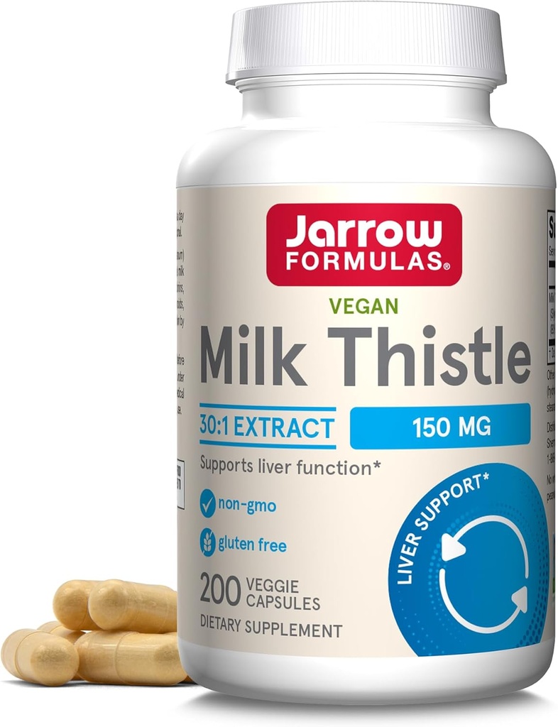 Jarrow Vibras Milk Thistle 150 mg - 200 Veggie Kapsle - Antioxidant Podpora imunitní reakce, funkce jater & Glutathione - Až 200 Služeb