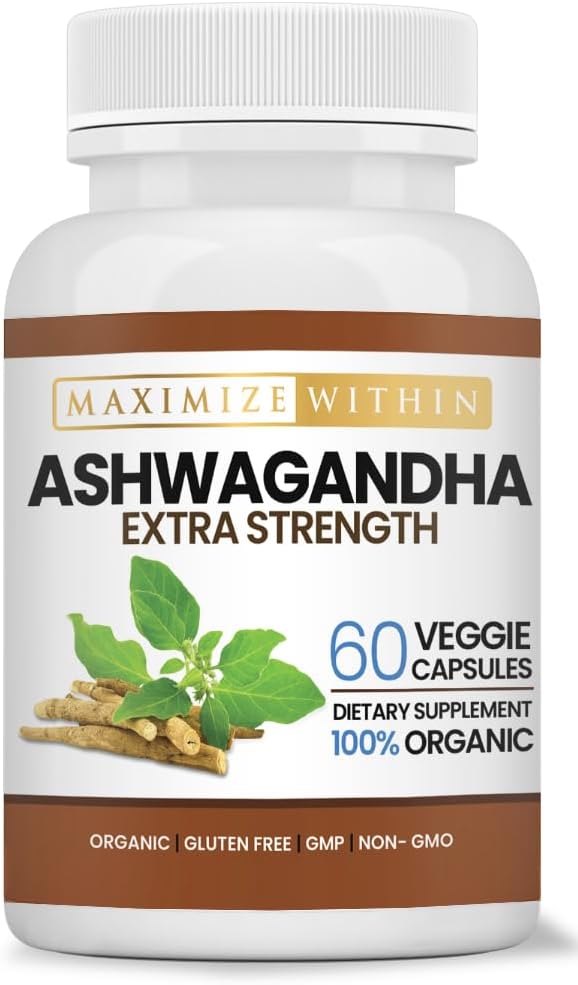 Ashwagandha Root Extra Strength - 60 Vegetariánských kapslí - Podporuje Stress, Mood, a imunitní zdraví - Vyhovuje zvýšené absorpci - Non- GMO Bylinný dodatek