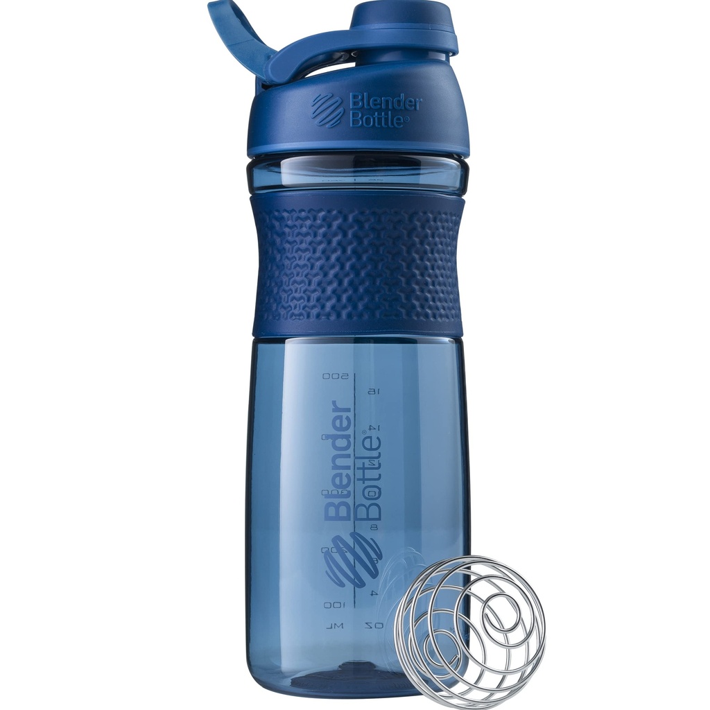 BlenderBottle SportMixer Bottle Perfect for Protein Shakes and Pre Workout, 28- Ounce, Navy