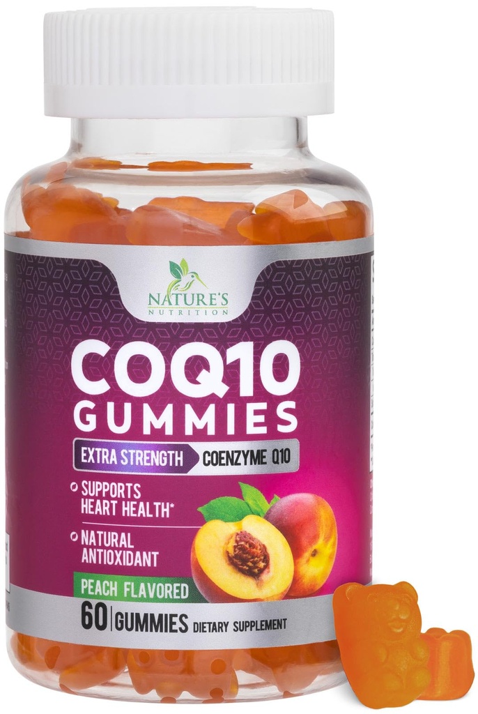 CoQ10 Gummies 100mg - 3X síla, vysoká absorpce, Antioxidant doplněk pro podporu a výrobu energie pro srdeční zdraví, Ultra Coenzym Q10 vitaminy, Coq 10 doplňky, Non- GMO - 60 CoQ10 Gummies