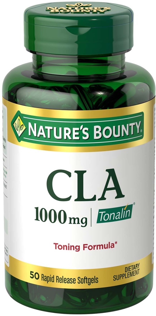 Nature 's Bounty Tonalin pilulky a dietní doplněk, Dieta a podpora těla, 1000 mg, 50 Rychlé uvolnění Softgels