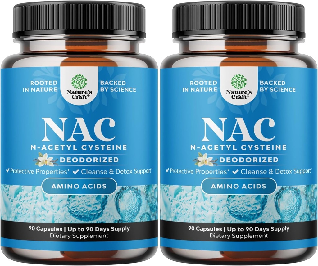 NAC dodatek N- Acetyl Cysteine 600mg - Vegan High Absorption NAC 600 mg Kapsle - Glutathione Prekurzor pro čištění jater Detox & Opravy Plus Lung Zdraví a Imunita Podpora (180 Služeb)