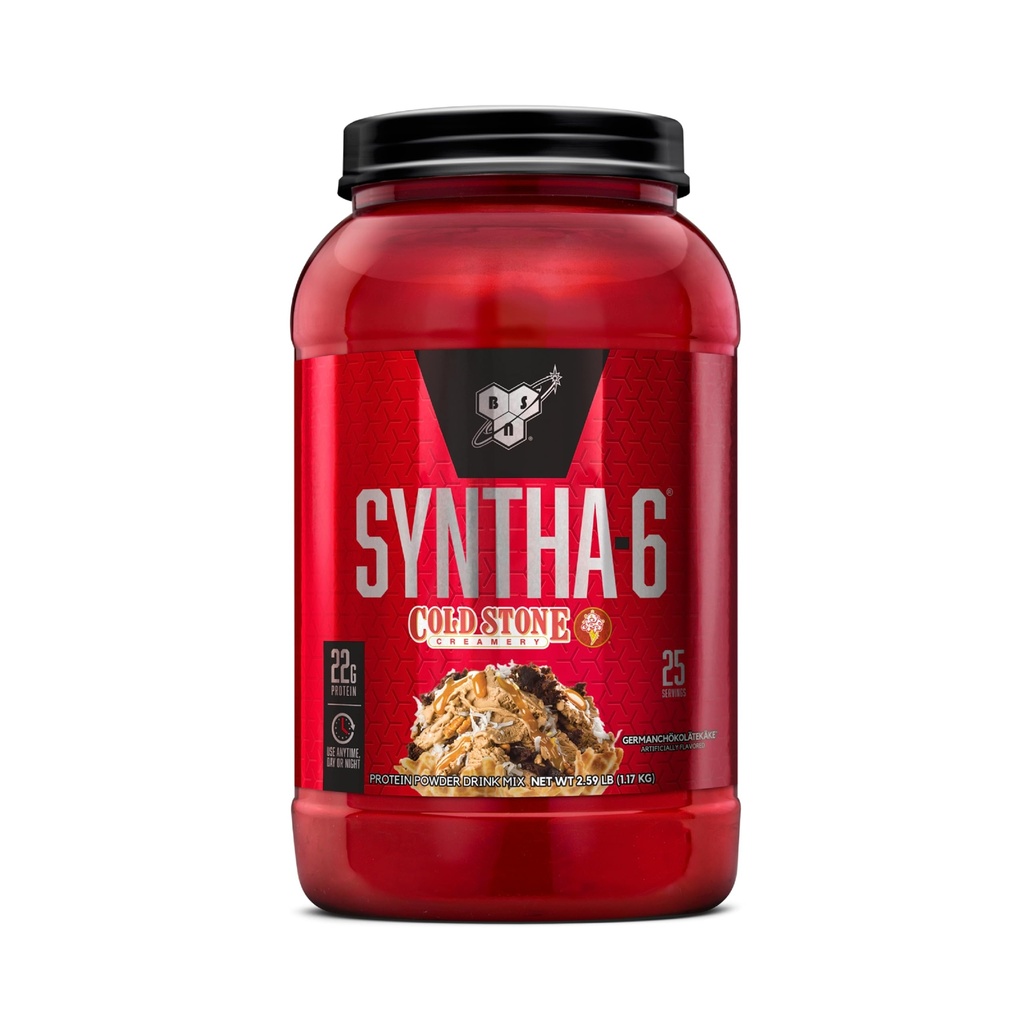 BSN Syntha-6 syrovátkové bílkoviny prášek, Cold Stone Creamery - Germanchökolätekäke Flavor, Micelar Casein, Mléčný protein izolát prášek, 25 Služeb