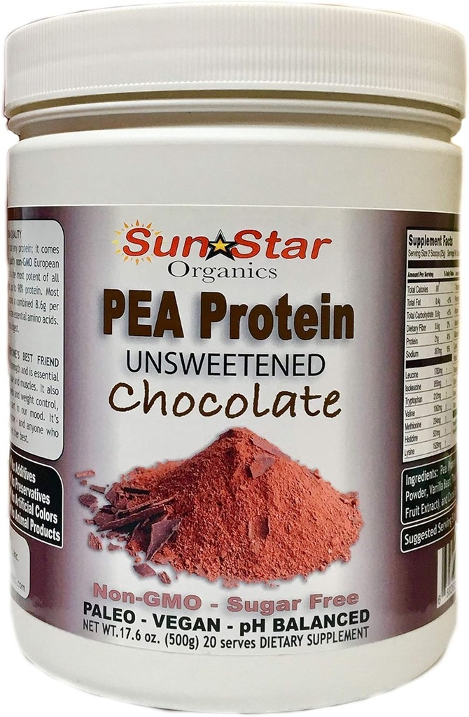 Pea Protein Powder - Neslazený - Čokoláda s kakaem Powder & Vanilla Bean - Soy Free, Non- GMO 17.6 oz