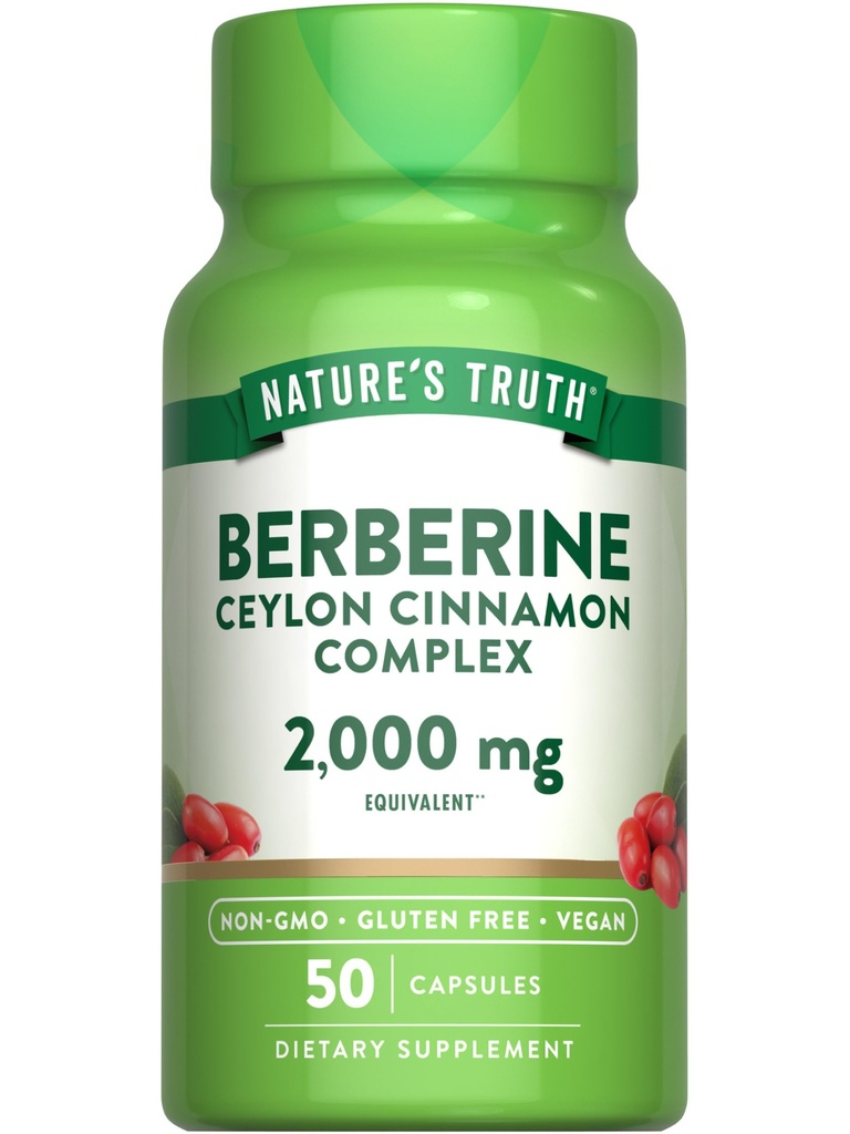Příroda je pravda Berberine s Ceylon Skořice Komplex 124; 2,000mg Dubrovník 124; 50 Vegan Kapsle 124; Vegan, Non- GMO, a gluten zdarma dodatek