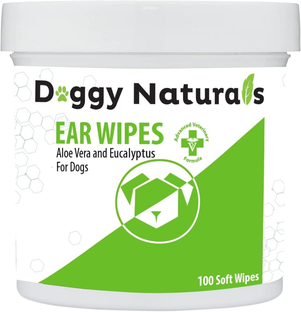 Pes Uar Cleaner Wipes s Aloe a Eucalyptus (100 Počet) - Otic Cleanser pro psy (Made in U.S.A) (100ct Wipes s Aloe & Eucalyptus)