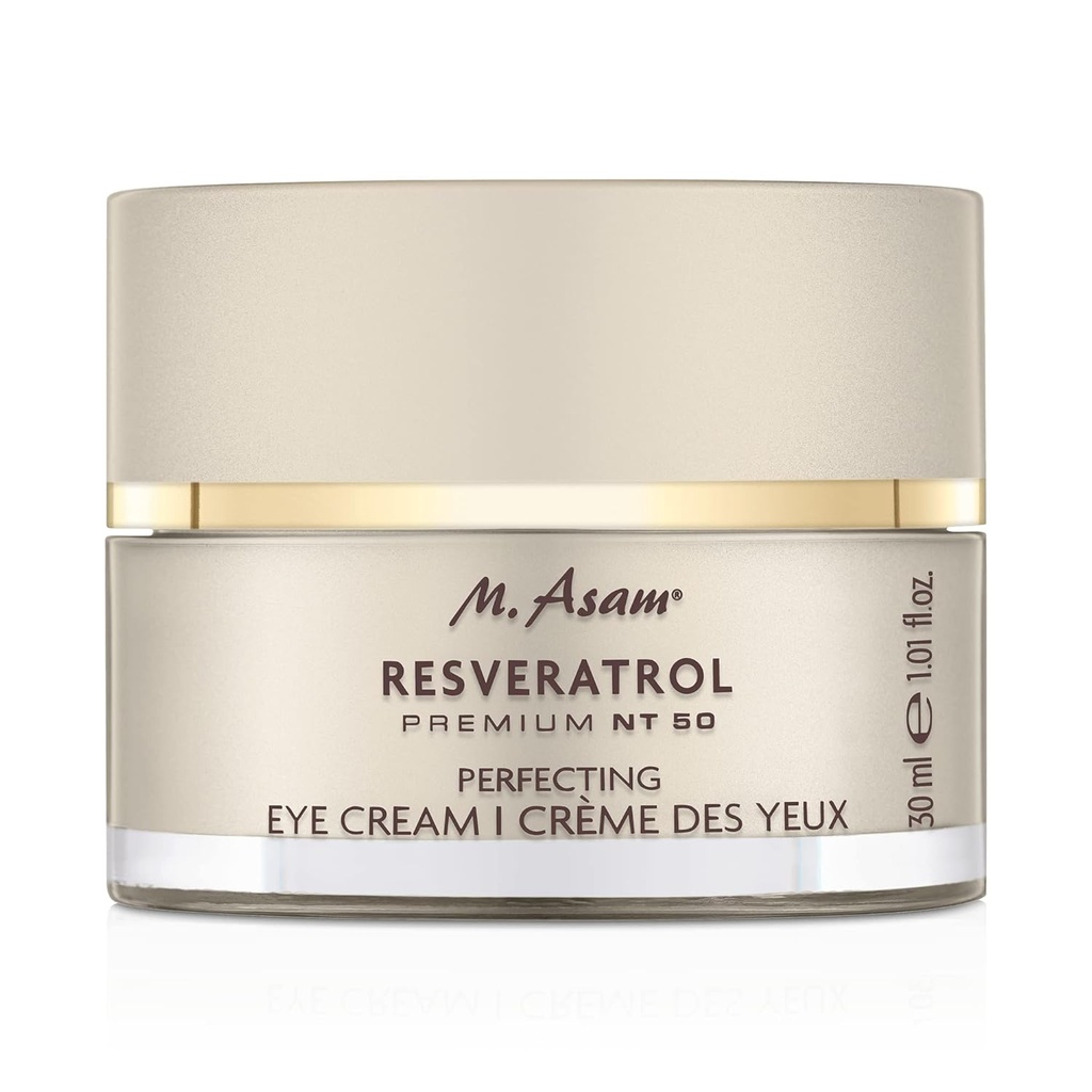 M. Asam Resveratrol Premium NT50 Perfecting Eye Cream - Antiaging pod oční krém s resveratrol & hyaluronová kyselina na hladké vrásky & jemné linie, veganský vzorec, 1.01 Fl Oz