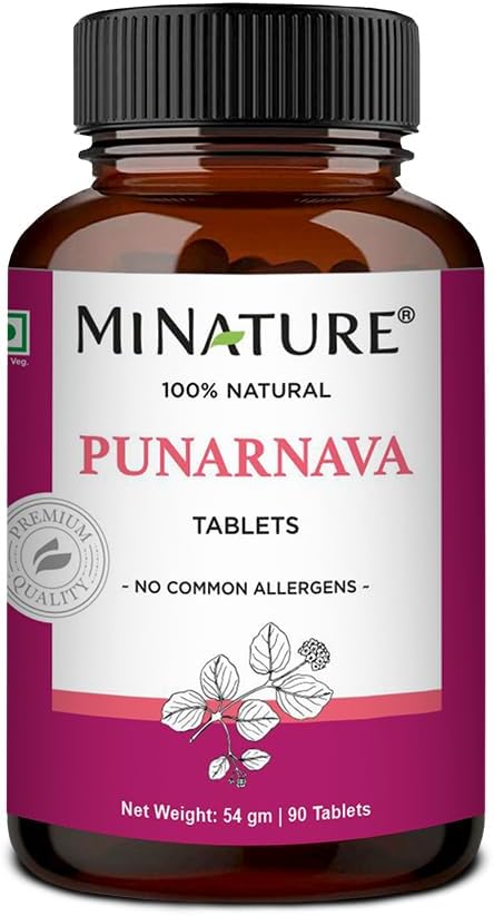 Punarnava Tablets by mi Nature IR 124; 90 Tablets, 1000 mg IR 124; 45 Days Supply IR 124; Herbal Tablets IR 124; Vegan IR 124; Boerhaavia Diffusa 124; z Indie