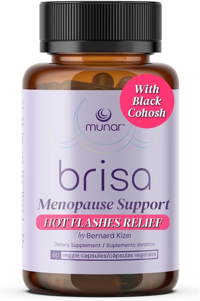 Munar Brisa Menopauza Support - Hormonální rovnováha pro ženy s mléčným Thistle, Vitex, Black Cohosh a Rhubarb. Snižuje návaly horka, zvyšuje energii, Detox jater - 30denní zásobování (60 kapslí)