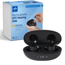 Medline Dobíjecí OTC naslouchací pomůcky, černé, in- The-Uar, 4 Environmental Settings, Water Residant, Nastavitelný objem, Mírné až střední ztráty sluchu, Snížení hluku, Sluchová pomůcka