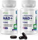 900 mg Lipozomální NAD + Doplněk k Trans Resveratrol 300 mg, Nahrazuje NMN, Superior Absorpce, True NAD Plus Dodatek pro opravy a posílení DNA NAD +, Stárnoucí obrana, Energie, 120 Softgels, 2 Pack
