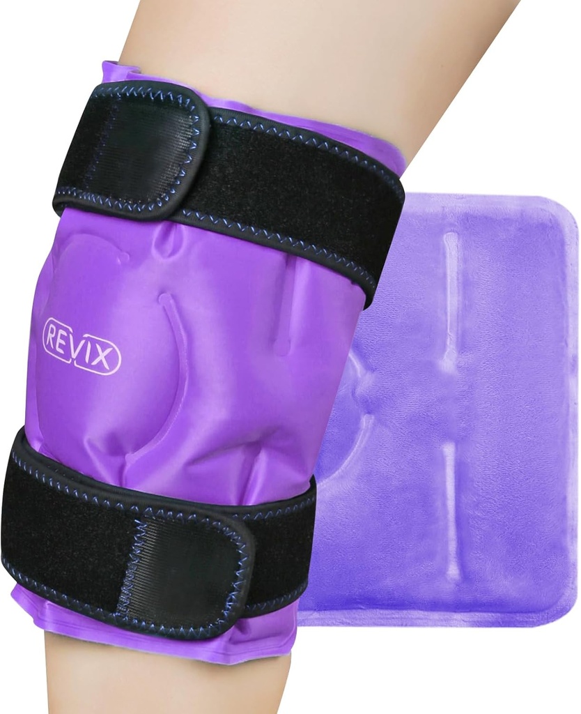 REVIX Knee Ice Pack pro zranění opakovaně použitelné, Gel Ice Wrap se studenou kompresí terapie pro otoky, modřiny, zranění, artritida, hands- free aplikace