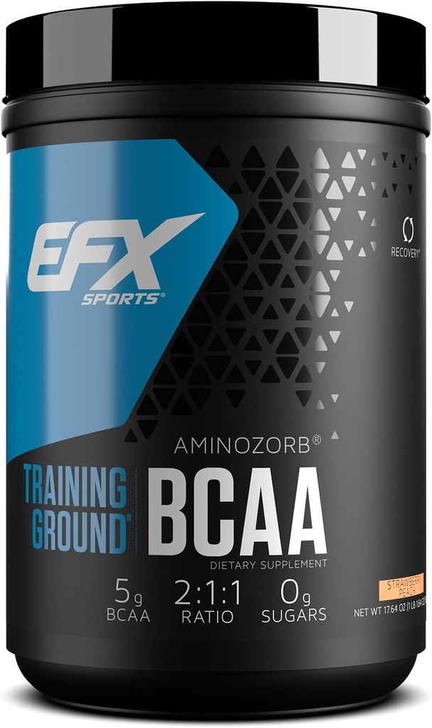 EFX Sports Training Ground BCAA CLANE124; Plně stabilní, vysoce rozpustné aminokyseliny dodatek CLANE124; Pre, Intra, nebo Post Workout CLANE124; Cukr zdarma CLANEK 124; 500 Grams (Jahodové broskve)