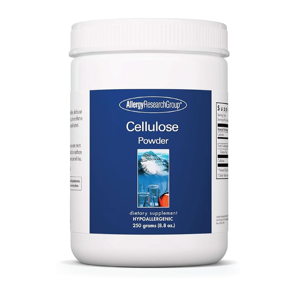 Alergie Research Group Cellulosa Powder - Mikrokrystalická celulosa Powder, 2000mg Nerozpustný doplněk vlákna, Prášková celulosa, Non- fermentabilní, hypoalergenní - 8.8 Oz