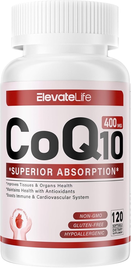 CoQ10-400mg- -Softgels s PQQ, BioPerine & Omega-3, Coenzym Q10 (Ubiquinon) Dodatek pro high- Absorpce, Powerful- Antioxidant, Podpora srdce & Energy- Production, 120 Služeb