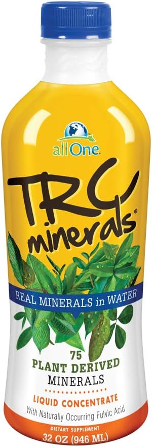 AllOne TRC Minerály tekuté 124; Neochucené 124; Plné spektrum 75 Plant- Derived Trace Minerals & Electrolytes Per Ounce Dura124; 32oz