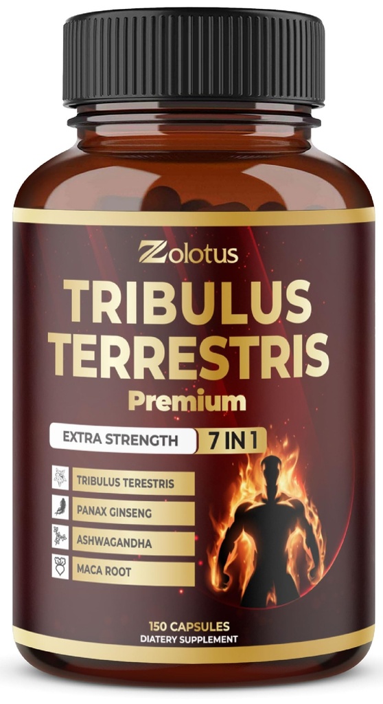 Tribulus Terrestris Dodatek pro muže a ženy, 5-měsíční dodávky s Ashwagandha, Panax Ginseng, Saw Palmetto, Maca, Shilajit, 150 Počet
