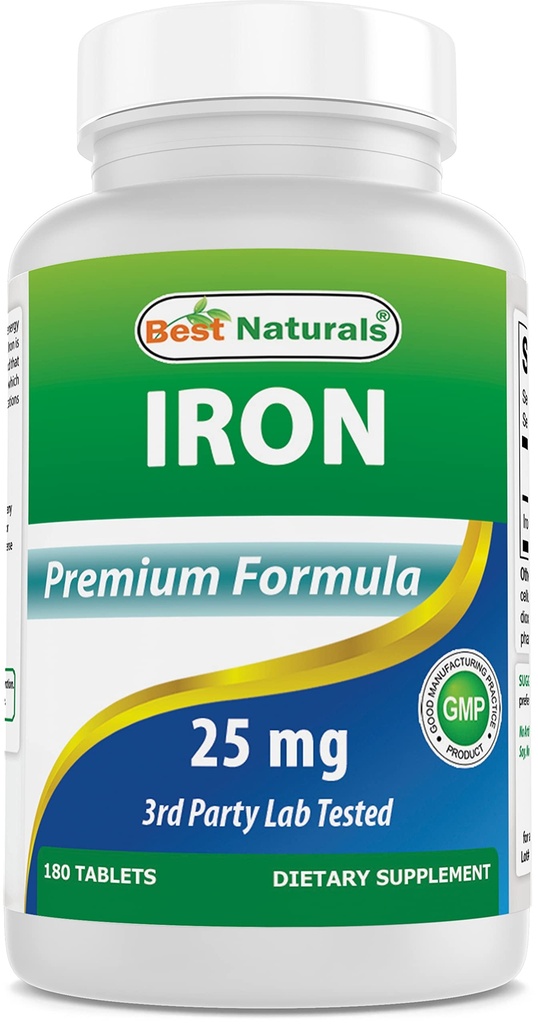 Nejlepší Naturals Iron Supplement (Iron Bisglycinate) - 25mg - 180 Tablet - Gentle of Stomach - Non- Constipating