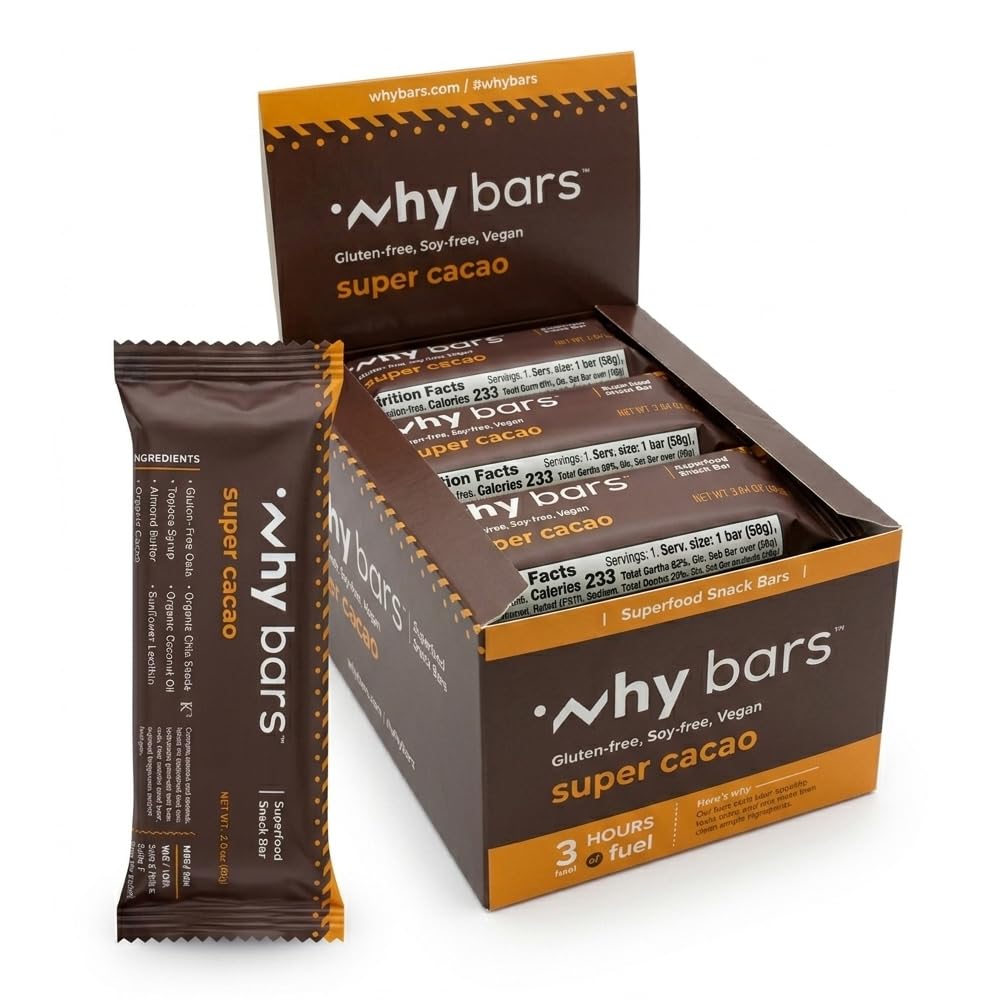 Bílkovinné tyčinky, Super Cacao, 2.04 Ounce Bary (Balení 12 Protein Bars) - Protein Bar Superfood, Gluten Free, Non GMO, Organic, Vegan, Jednoduché ingredience