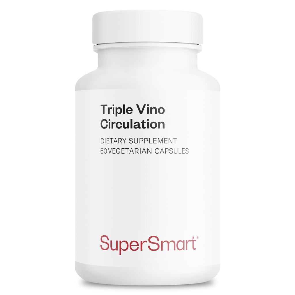 Supersmart - Triple Vino Circulation (High Potency) - 3-in-1 Formule - Red Vine Leaf Extract - s Grape Seed & Marc 's 124; Vegan & gluten zdarma - 60 Veg Kapsle