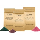 PURE Original INGREDIENTS Beet Root, Spirulina, a Acai Powder Bundle, Různé velikosti, Non GMO, Bylinné doplňky
