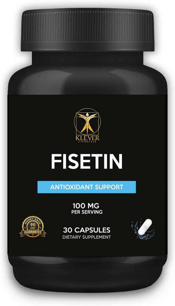 Klever Životní styl 124; Fisetin 124; Bioflavonoid 124; Antioxidační dodatek, Anti- Aging Effects, Skin Health, Metabolic Benefits Current124; 30 Kapsle 124; 100mg na podání