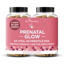 Glow Prenatal Vitaminy pro ženy - 20- in-1 Vitální živiny pro zdravé těhotenství a vývoj plodu - kyselina listová & Vegan DHA pro dítě růst & Pohodlné těhotenství - 120 Nournishing Kapsle