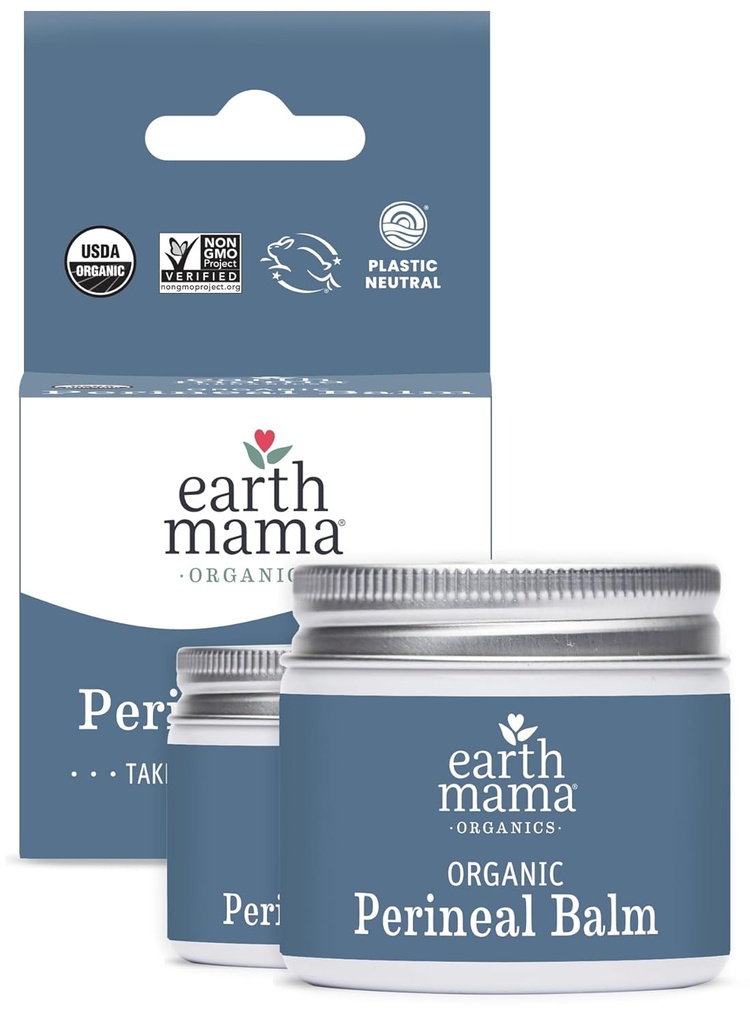 Země Mama Organic Perineal Ball 124; Přirozeně chlazení bylinné salve pro těhotenství a poporodní úlevu s čarodějnice Hazel & Calendula, Feminin Care Essentials, No Benzocain nebo Butan, 2-Oz (2-Pack)