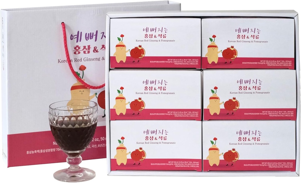 SAMSIDAE Korean Red Ginseng a Granátová šťáva. Zdravá alternativní šťáva pro muže a ženy. K-jídlo. Made in Korea
