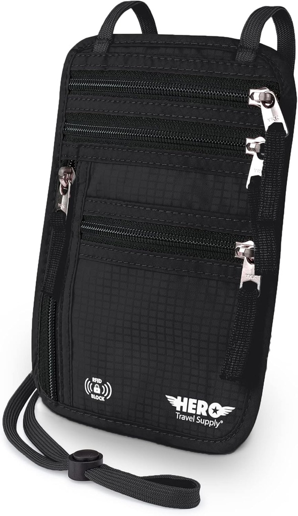 HERO Neck Wallet, RFID Blocking Pass Holder - Snadné pro konceální a pouch
