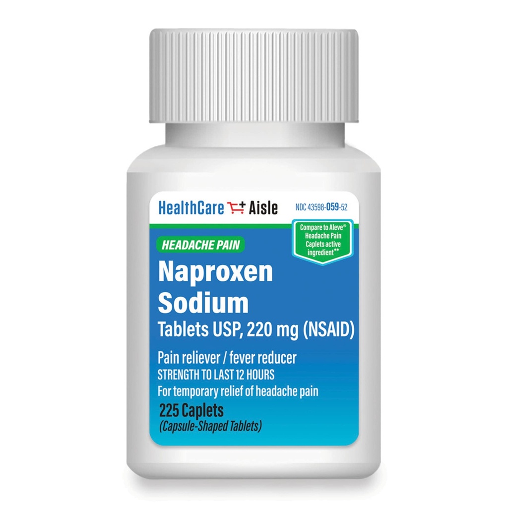 HealthCareAisle Naproxen Sodná sůl, 220 mg - 225 kaplet - Bolest hlavy Reliever, Až 12 hodin úlevy
