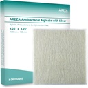 Areza Silver Alginate Antibakterial Wound Dressing Pads - Sterilní, Non- Stick, Vysoce absorbent; pro odsávání ran a riziko infekce (4.25 ″ × 4.25 ″, 5-Pack per Box), 1 Box