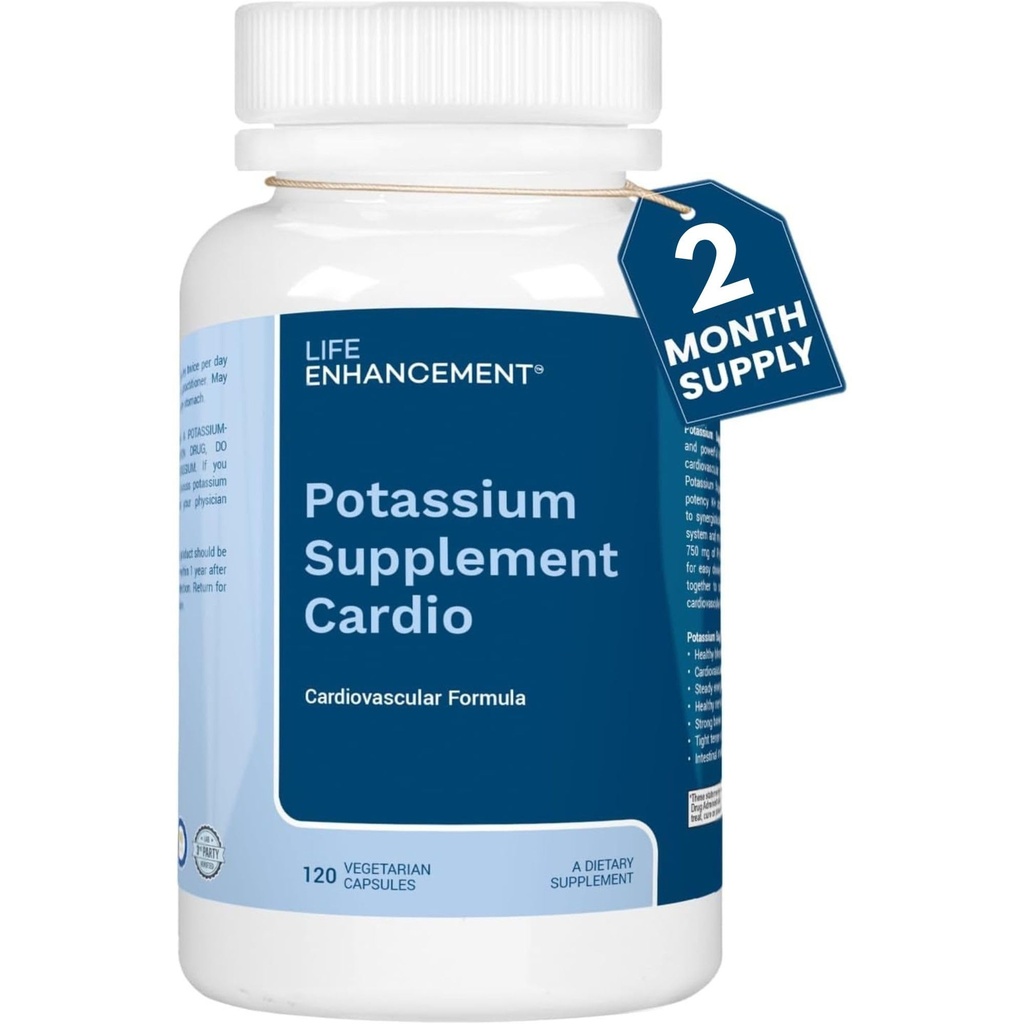 Life Enhancement Cardio Draslík dodatek podporuje svalové, nervové a kardiovaskulární zdraví - 750 mg draselné bikarbonáty s bez přísad a je vyroben v USA (120 Kapsle - 60 Služební)