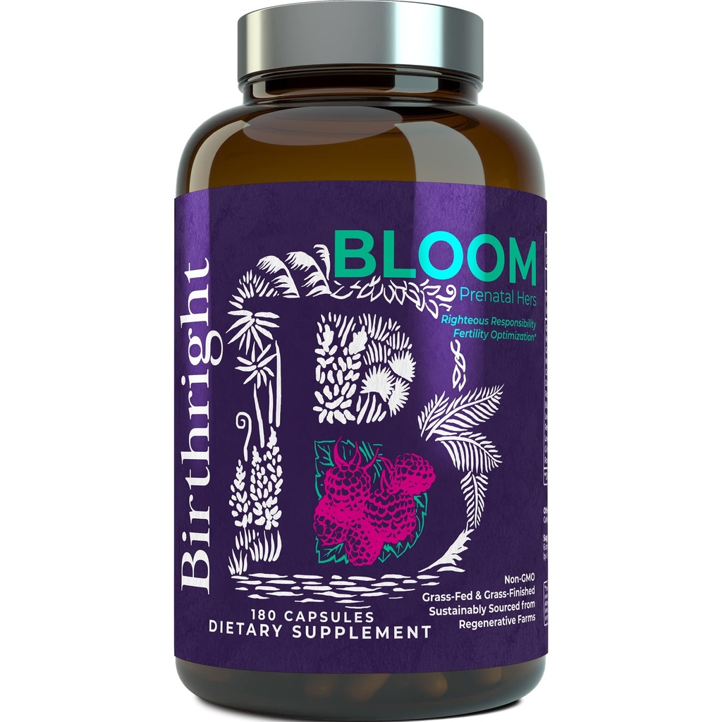 Narozeniny Kompletní Prenatální dodatek pro vývoj plodu... Folát, Cholin + DHA, z trávy Fed játra, Rybí vejce, Colostrum, Bone Marrow, s Natural Bylinné Bloom