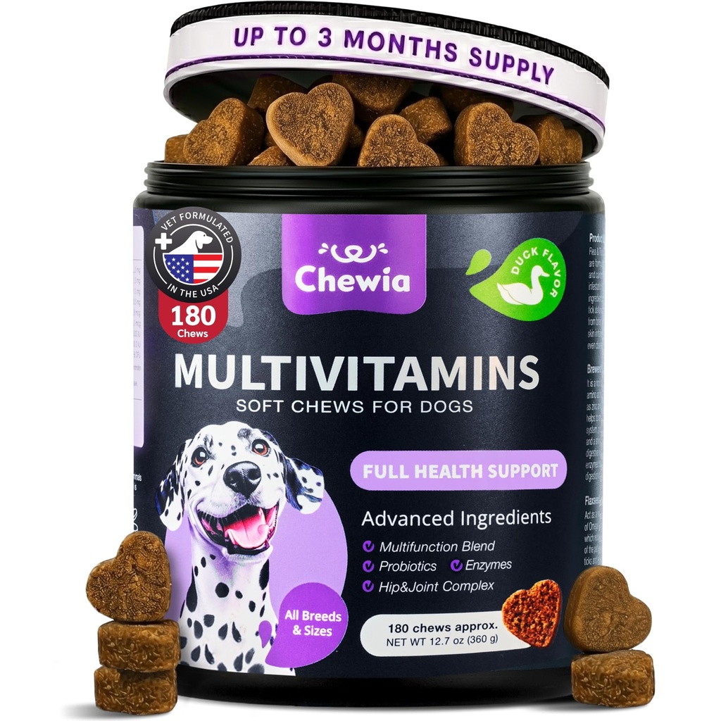 Pes Vitamíny 15 v 1 - Pes Multivitamin Žvýkačky s MSM pro Hip & Joint Health - Dog Supplement pro Itchy Skin Relief - Multivitamin pro psy Imunitní Podpora s enzymy - Kůže & Coat, Mobility Support