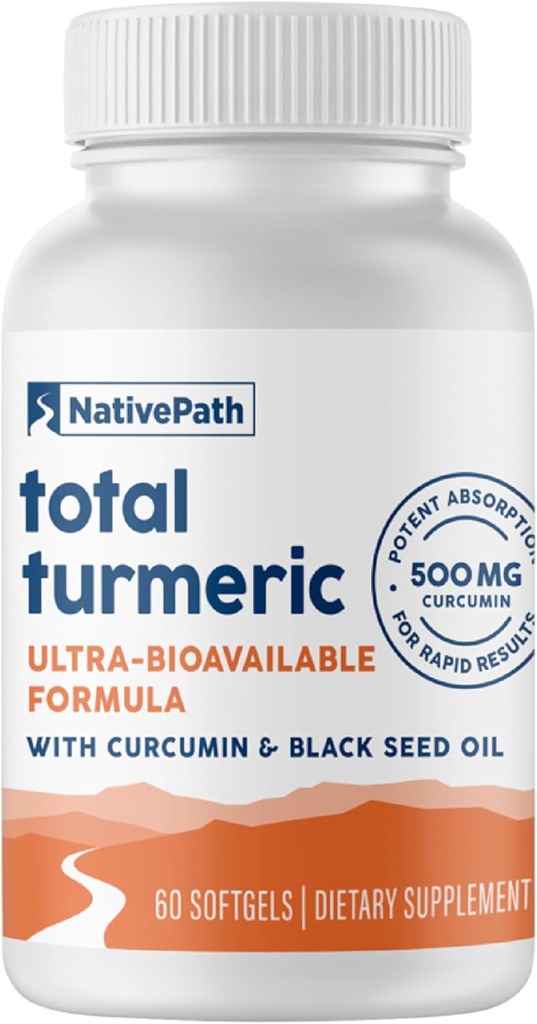NativePath Kurkumin s černým semenným olejem - Advanced Antioxidant & Joint Support Supplementary - Premium Turmeric Softgels with Enhanced High Absorption, Non- GMO & Gluten- Free, 60 Softgels