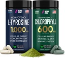 (Bundle) Chlorofyl & L Tyrosine Kapsle - Přírodní energie, imunita a Focus Dodatek - 600 mg Chlorofyl pro Freshness + 1000 mg L- Tyrosin pro Focus & Mental Clarity - Made in The USA